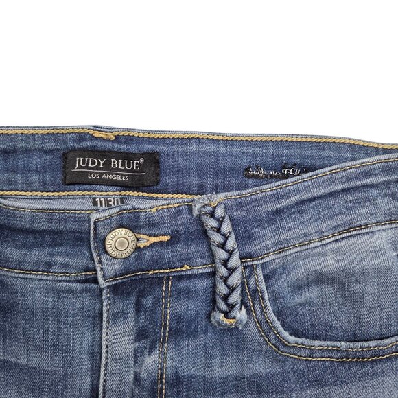Judy Blue Shauna Bootcut Jeans Womens 30 Mid Rise Braided Belt Loop - Picture 5 of 12